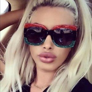gucci red and green glitter sunglasses